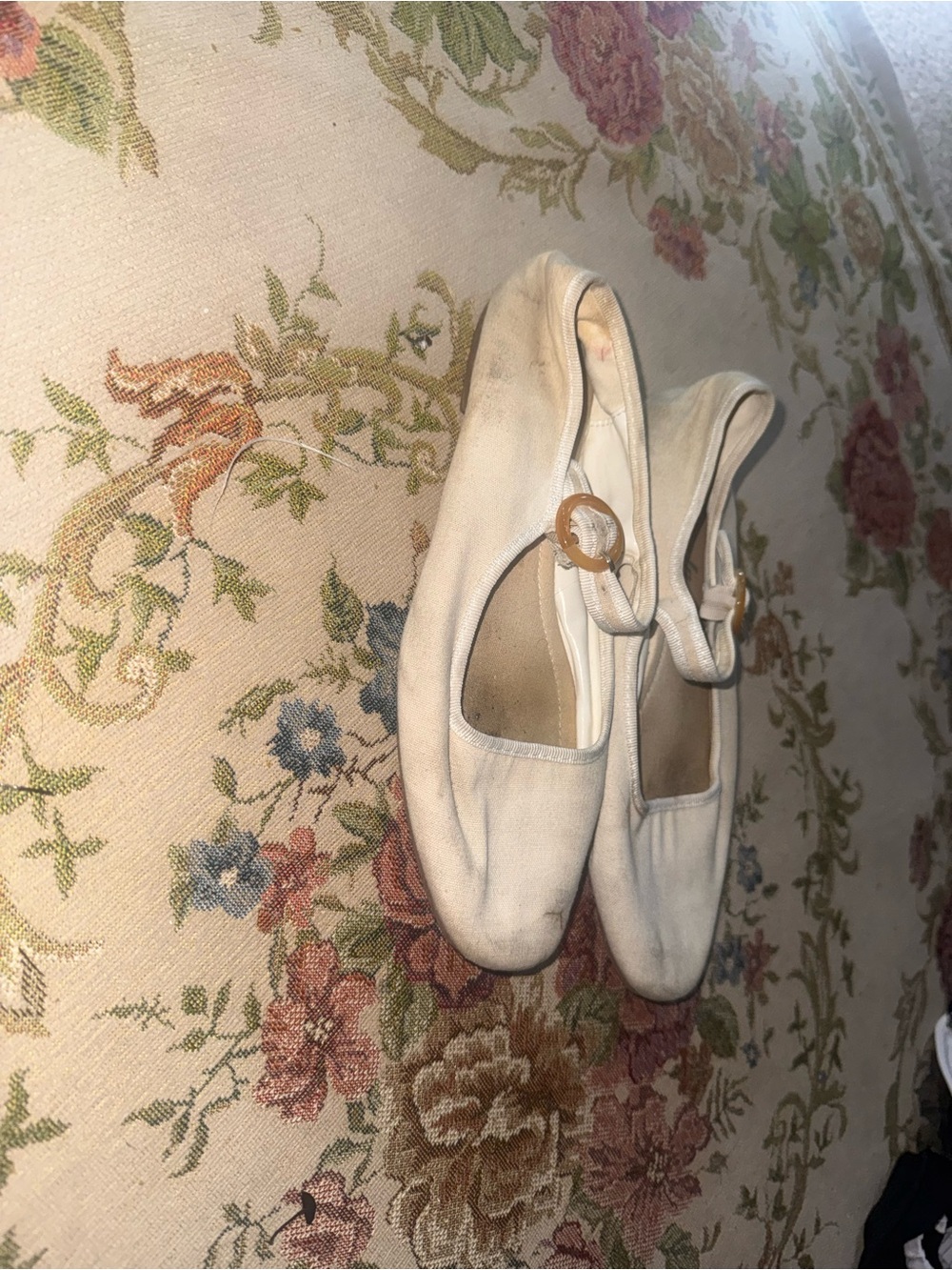 Women’s Cream Mary Jane Flats with Buckle - Picture 2 of 3